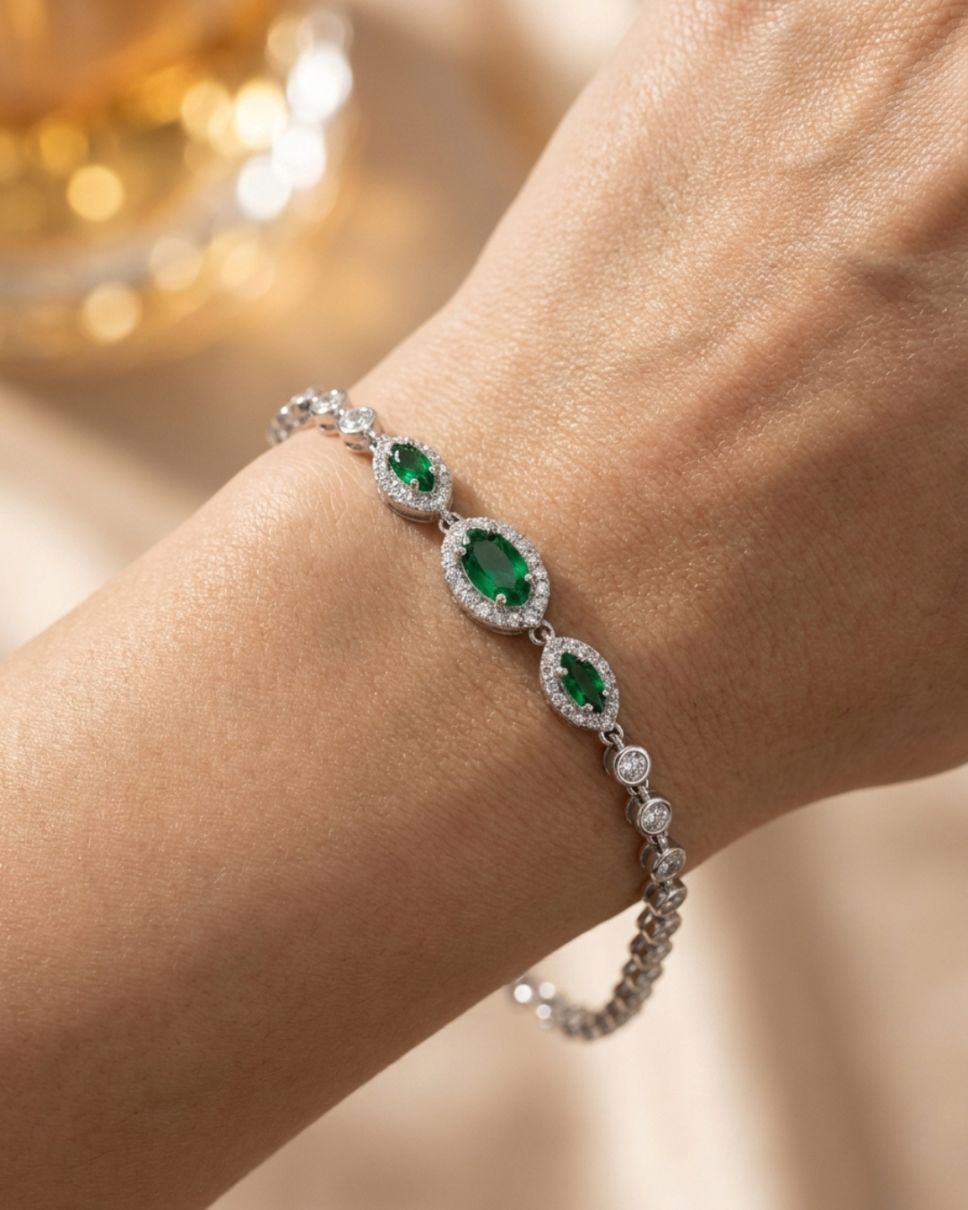 Jade Green Trio Marquise Bracelet