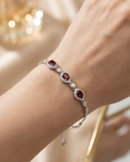 Crimson Oval Halo Elegant Tennis Bracelet