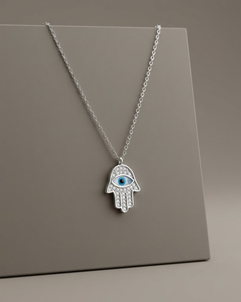Hand Evil Eye Necklace Sterling Silver