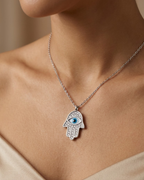 Hand Evil Eye Necklace Sterling Silver