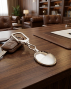 Dual Finish Oval Medallion Luxury Keychain