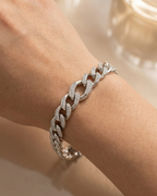 Shimmering Cuban Link Silver Bracelet