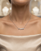 Multi Stone Cluster Necklace Sterling Silver