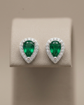 Pear Emerald Stud Earrings Sterling Silver