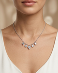 Heart and Round Cut Charm Necklace Sterling Silver