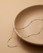 Beaded Station Chain Necklace Sterling Silver