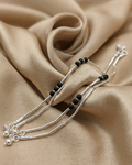 Black Bead Silver Nazaria Payal Anklet