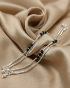 Black Bead Silver Nazaria Payal Anklet