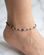 Classic Lapis and Hematite Anklet