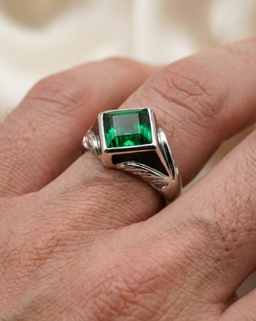 Emerald Cut Artisan Men’s Ring