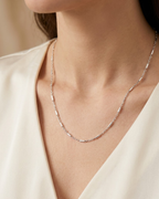 Bar & Cable Chain Necklace Sterling Silver