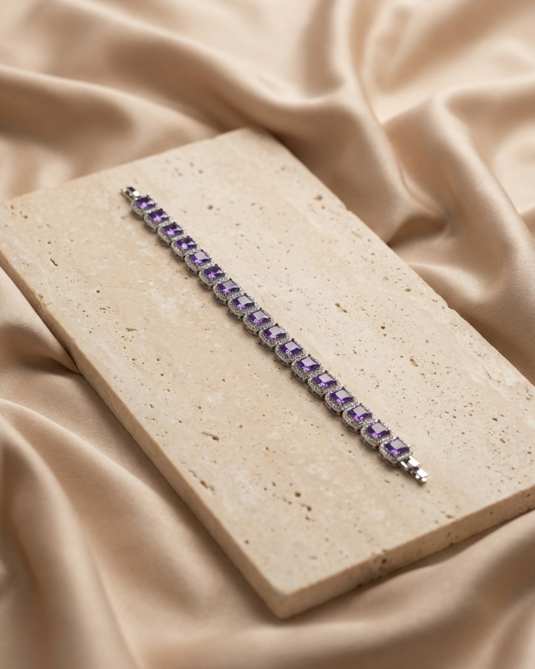 Amethyst Purple Emerald Cut  Bracelet