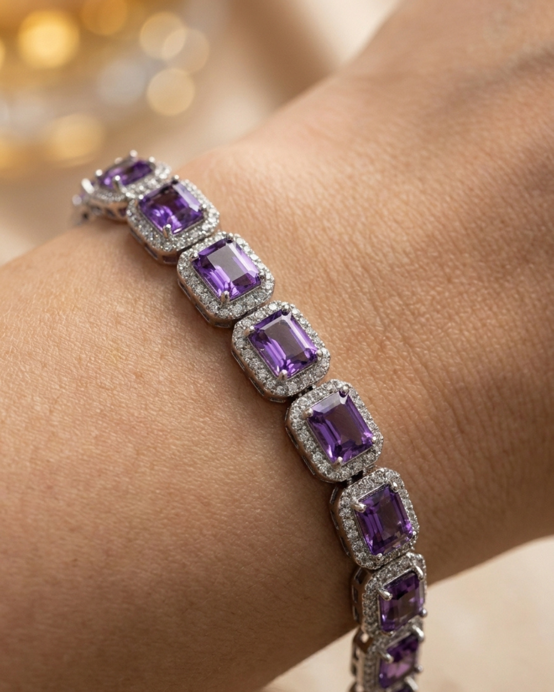 Amethyst Purple Emerald Cut  Bracelet