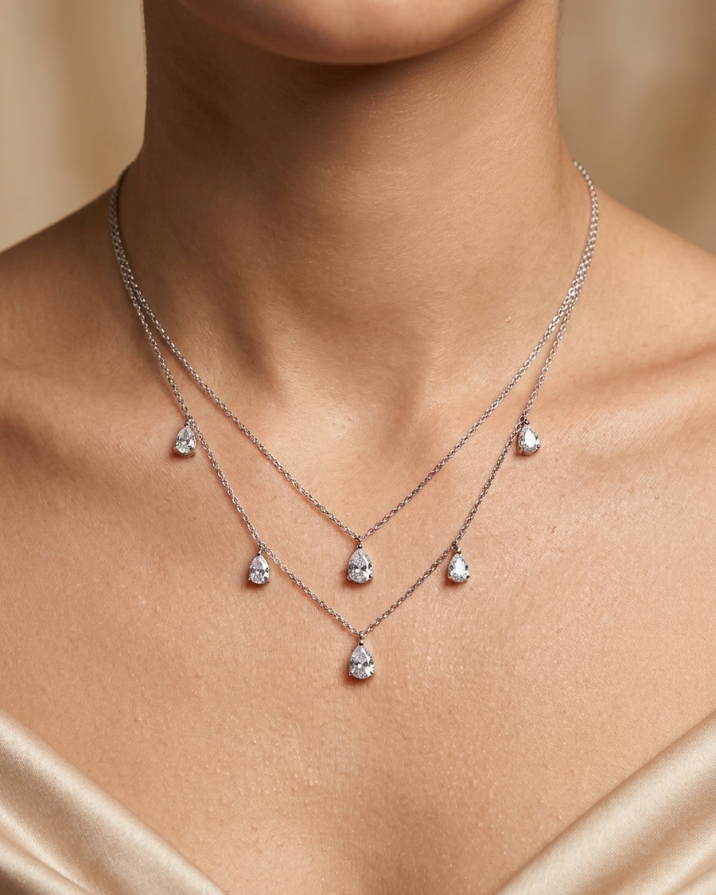 Teardrop Charm Necklace Sterling Silver