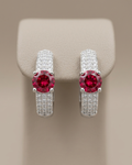 Round Cut Ruby Stud Earrings Sterling Silver