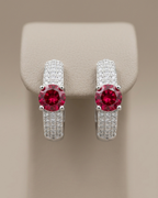 Round Cut Ruby Stud Earrings Sterling Silver