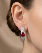 Round Cut Ruby Stud Earrings Sterling Silver