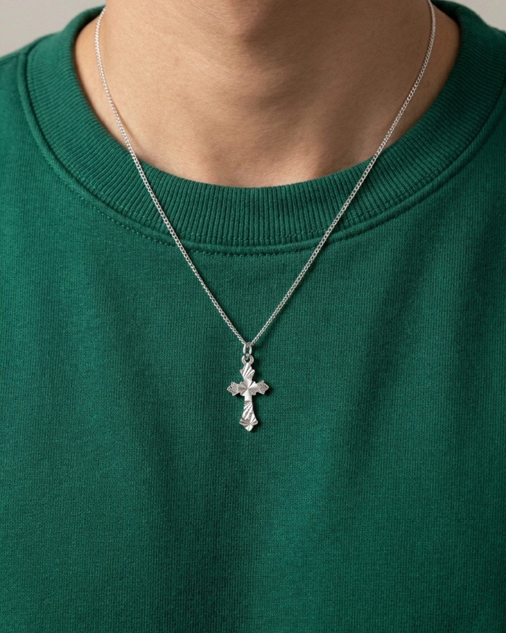 Baroque Radiant Diamond Cut Cross Pendant