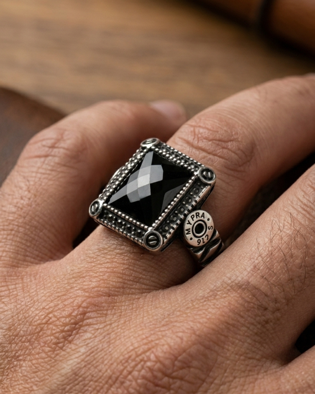 Industrial Onyx Signet Turkish Men’s Ring