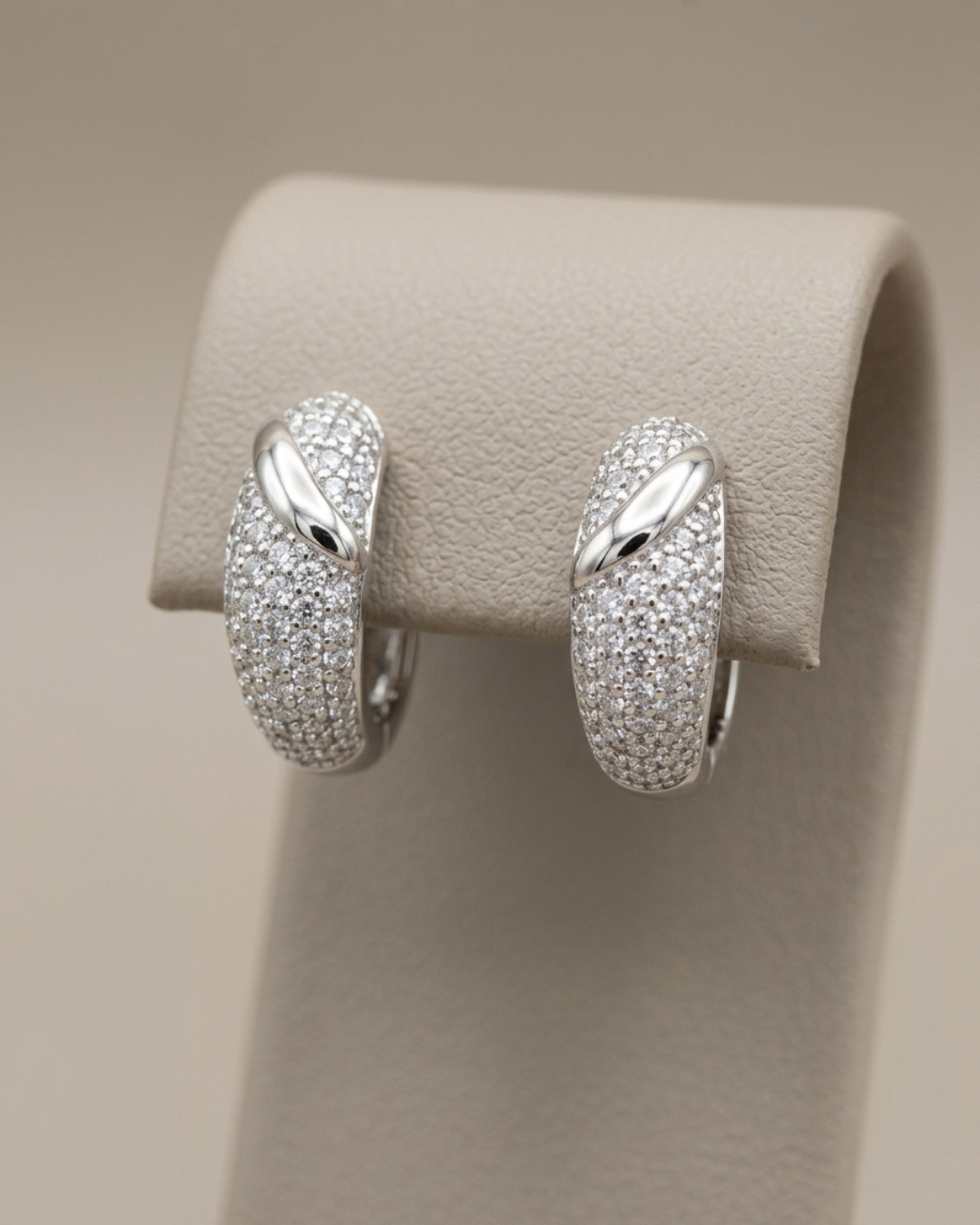Domed Crisscross Stud Earrings Sterling Silver
