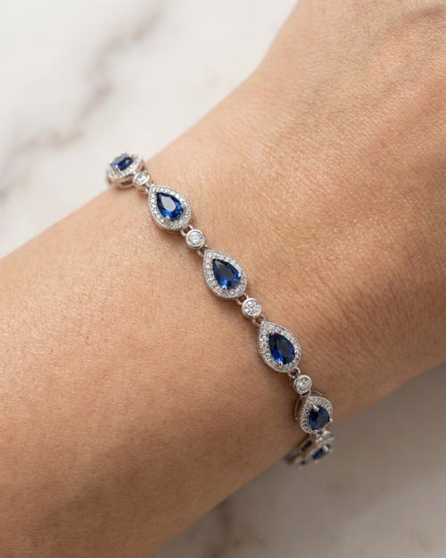 Sapphire Teardrop Delicate Bracelet