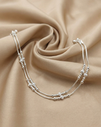 Double Layer Silver Bead Payal Anklet