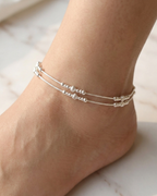Double Layer Silver Bead Payal Anklet