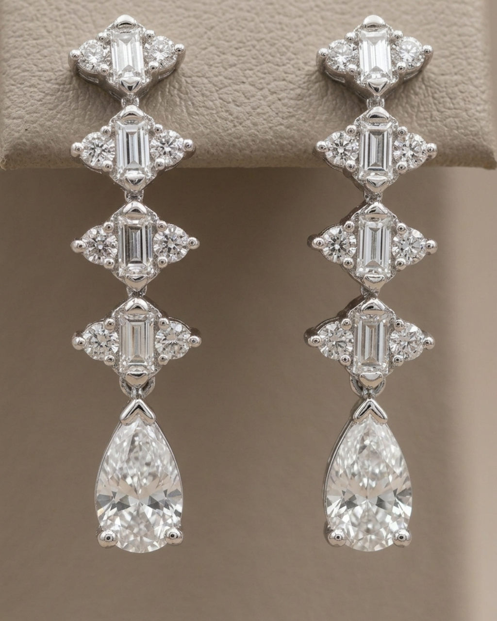 Geometric Drop Stud Earrings Sterling Silver