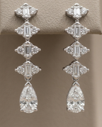 Geometric Drop Stud Earrings Sterling Silver