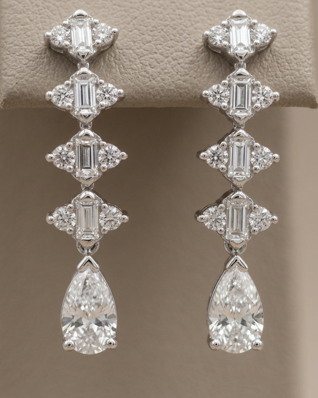 Geometric Drop Stud Earrings Sterling Silver