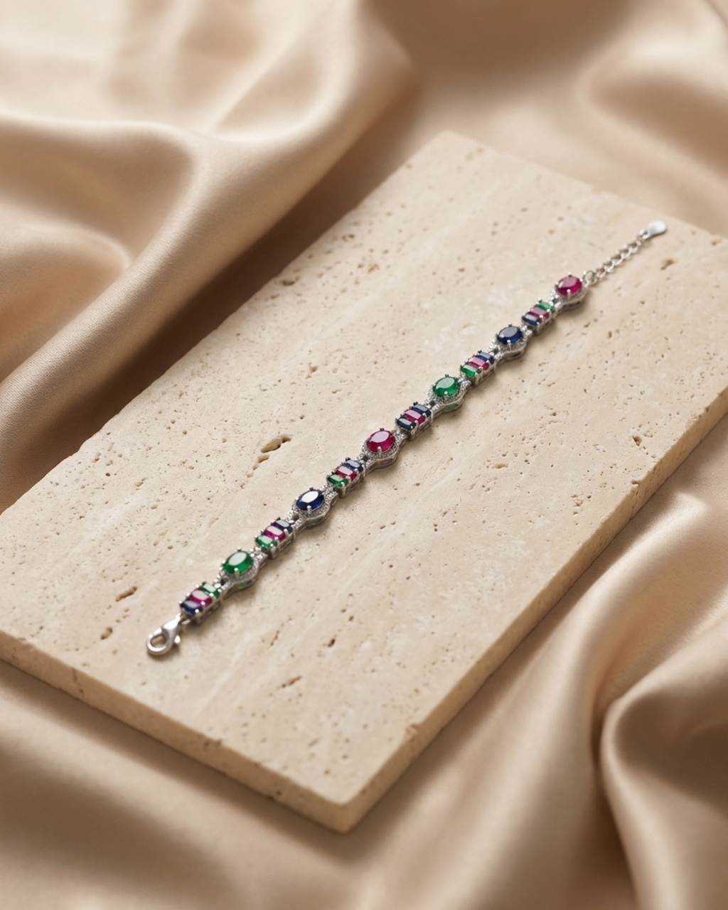 Multi Gemstone Halo Bracelet