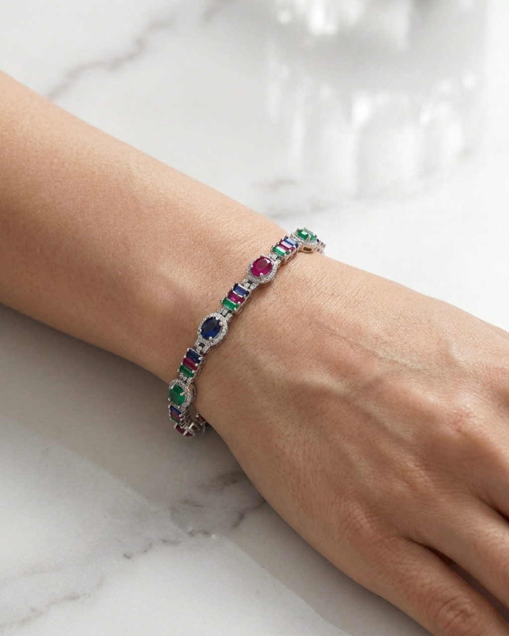 Multi Gemstone Halo Bracelet