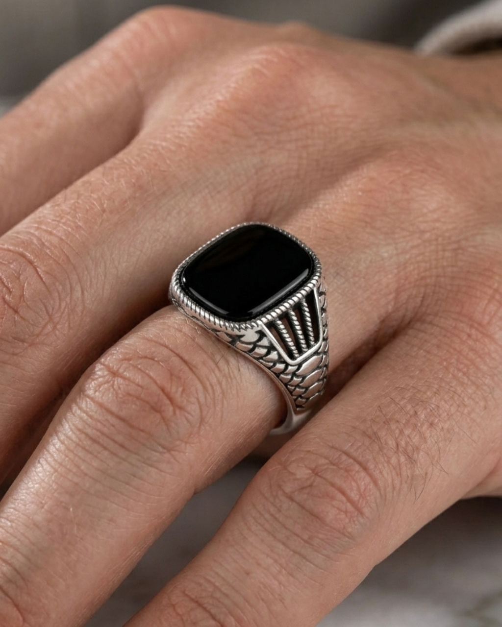 Handcrafted Turkish Scale Signet Men’s Ring