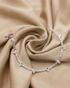 Multicolor Stone Anklet Sterling Silver
