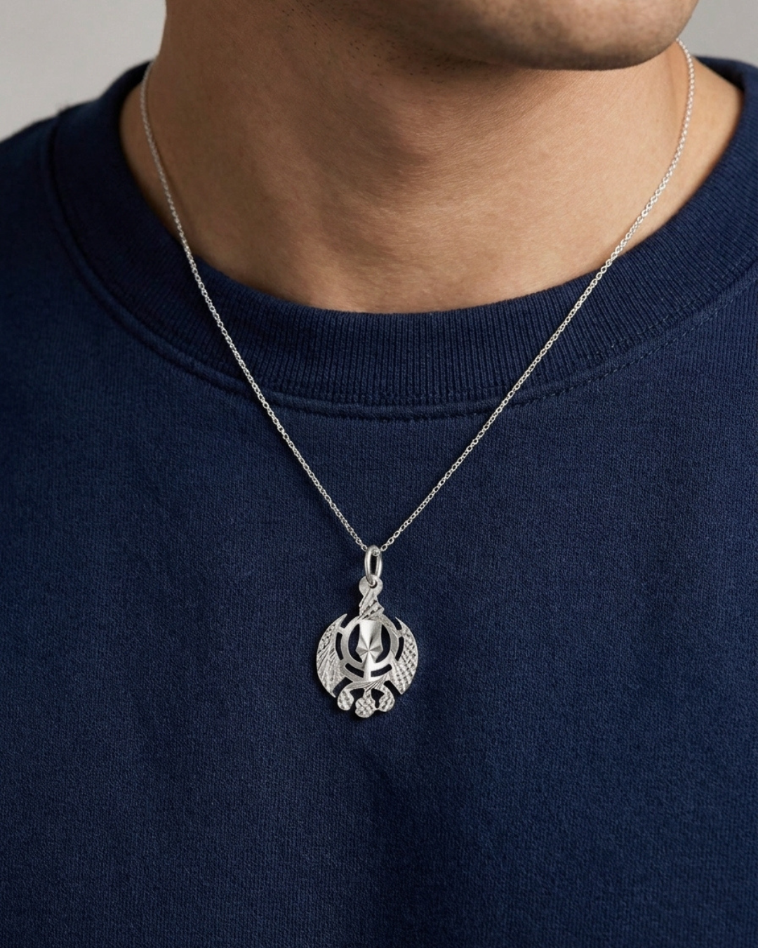 Sacred Khanda Diamond-Cut Medallion Pendant
