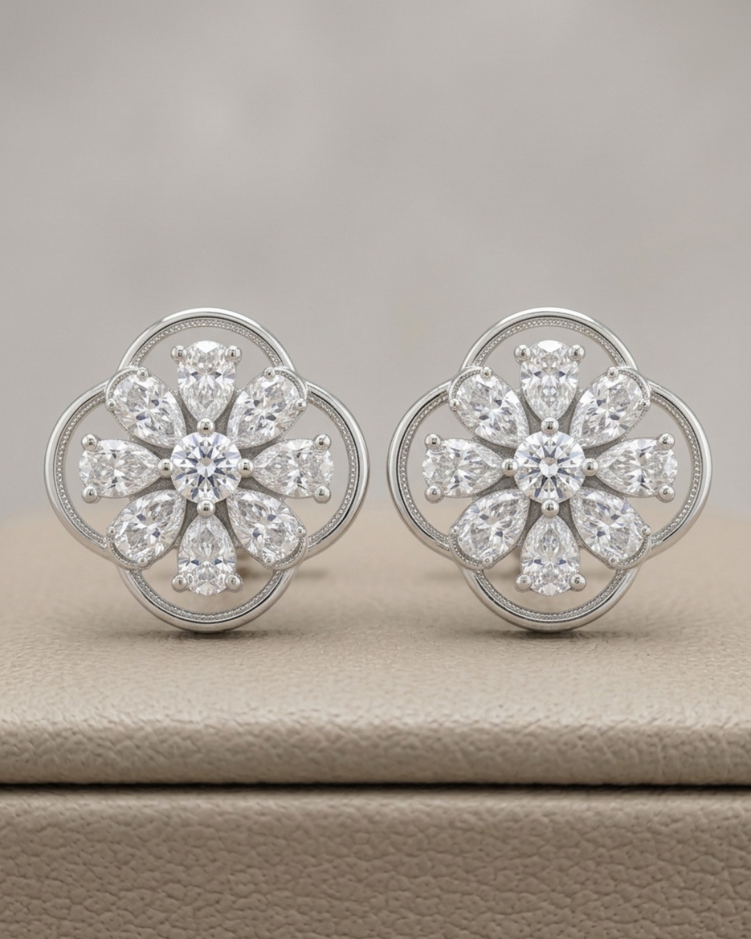 Floral Openwork Stud Earrings Sterling Silver