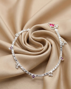 Floral Ruby stone Sterling Silver Anklet