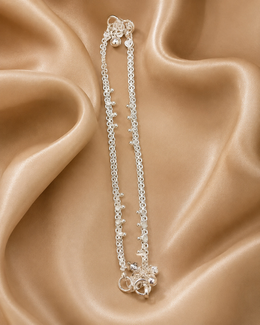 Kids Delicate Bead Anklet Silver