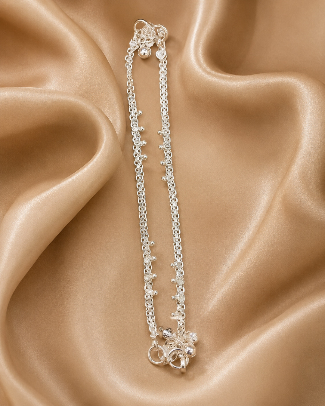 Kids Delicate Bead Anklet Silver