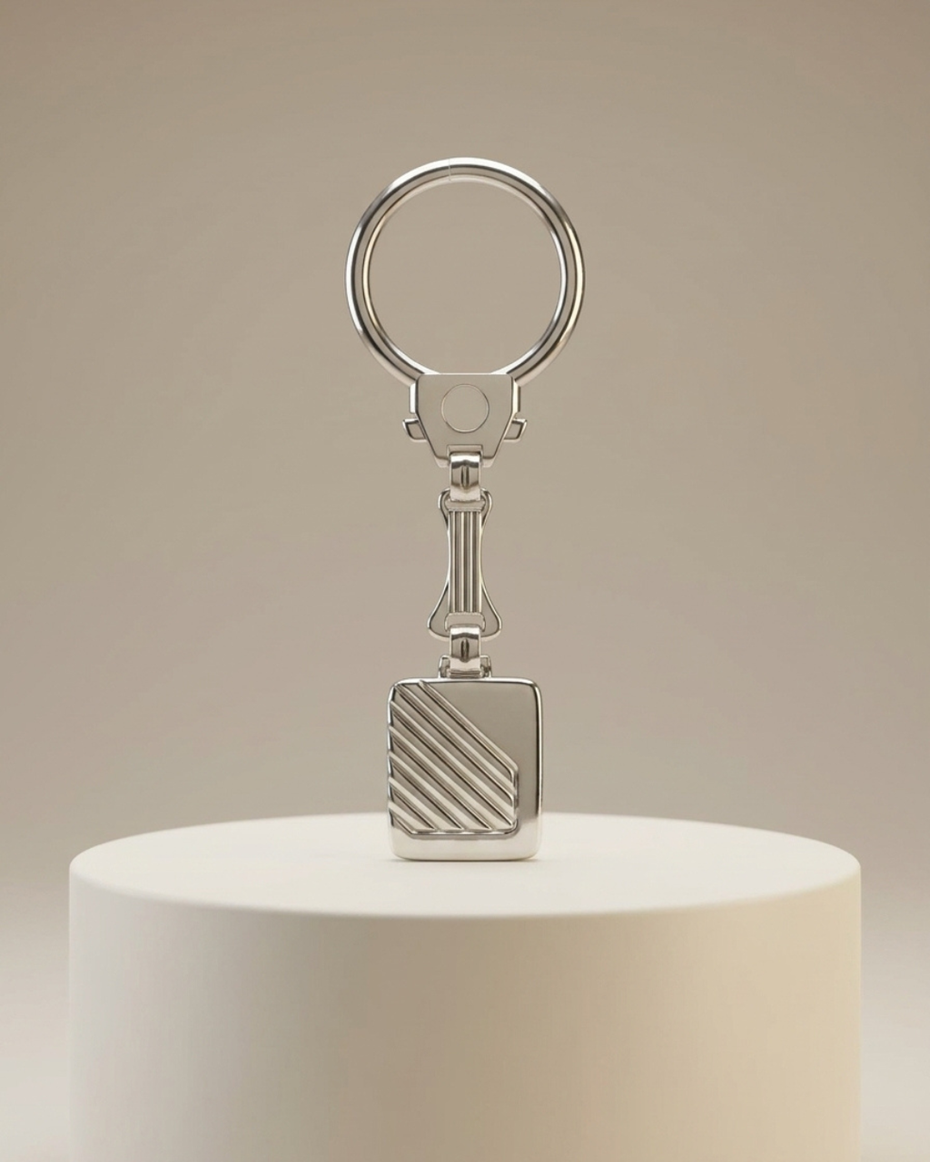 Silver Diagonal Stripe Keychain