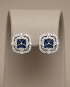 Cushion Flower Stud Earrings Sterling Silver