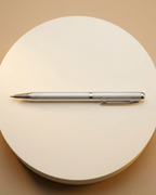 Silver Linear Grooved Ballpoint Pen