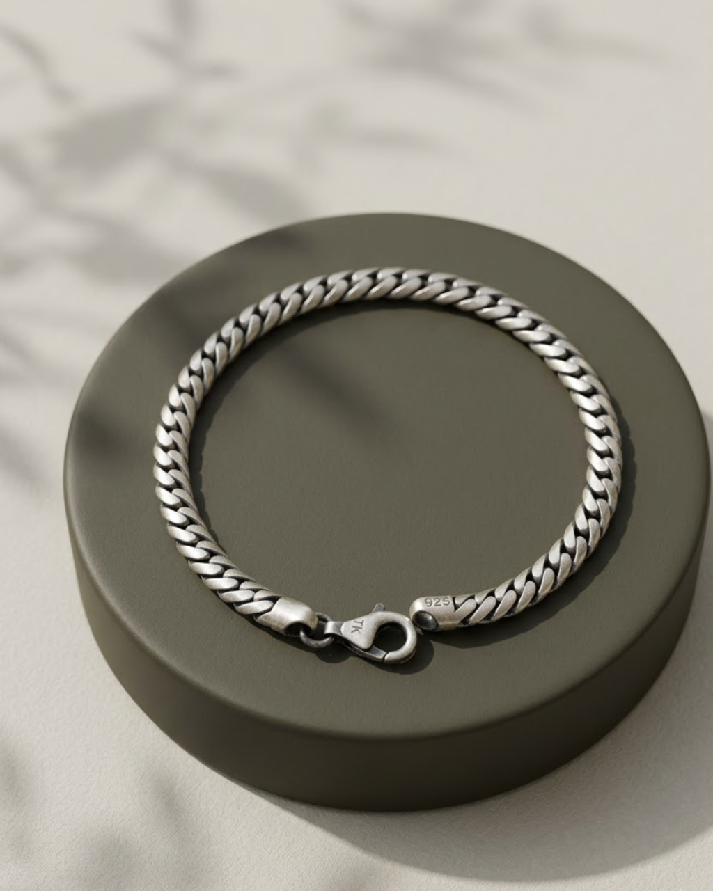 Oxidized Curb Men's Bracelet Sterling Silver