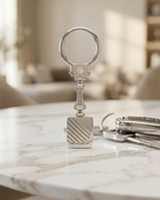 Silver Diagonal Stripe Keychain