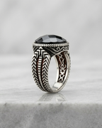 Imperial Onyx Chevron Signet Ring