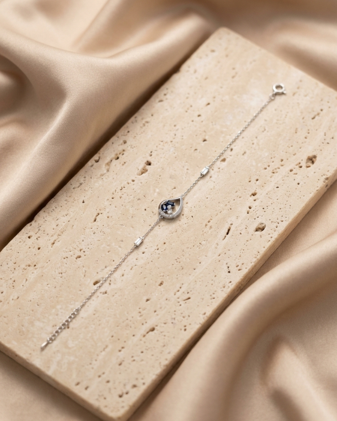 Royal Sapphire Dewdrop Charm Bracelet