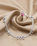 Floral Charm Anklet Sterling Silver