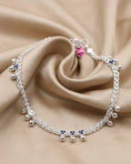 Floral Charm Anklet Sterling Silver