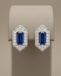 Emerald Cut Geometric Stud Earrings Sterling Silver