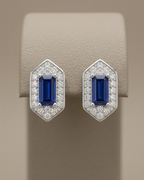 Emerald Cut Geometric Stud Earrings Sterling Silver